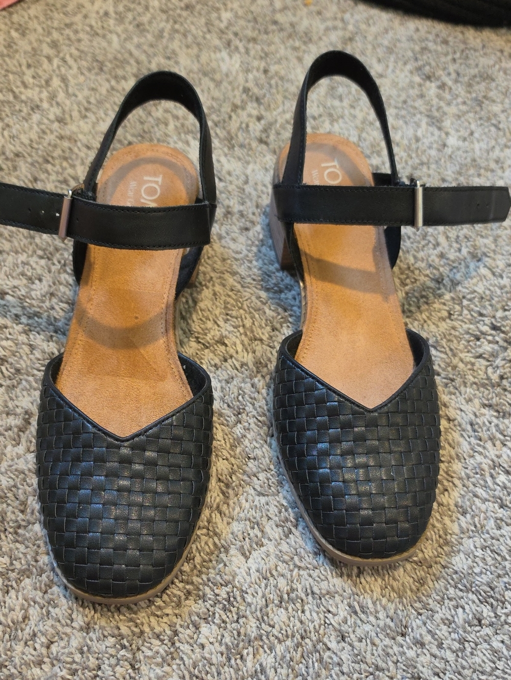 STUNNING TOMS JACYLN WOVEN RAFFIA MARY JANE SANDALS